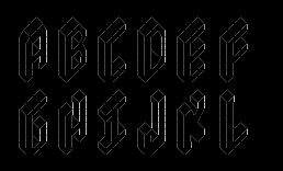 一组斜立体字母